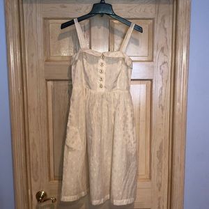 White & Gold Threaded past the knee dress